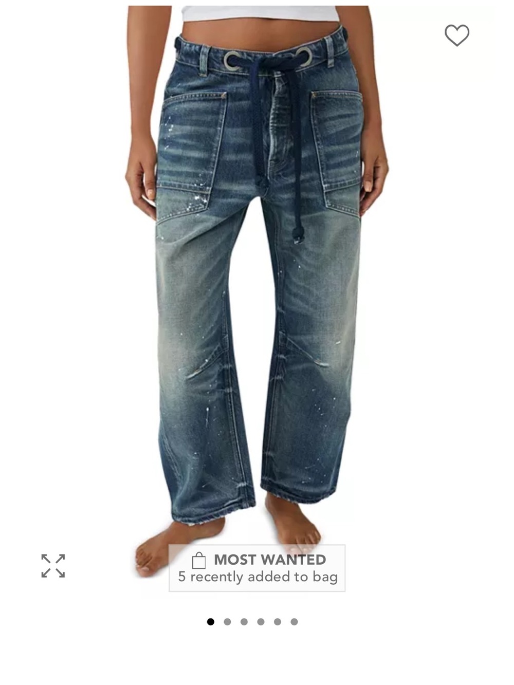 We The Free Moxie Low Slung Pull On Barrel Jeans in Timeless Blue - Picture 4 of 5